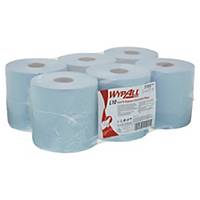 Pack 6 bobinas de toalhas de mãos Wypall L10 - 266 m - Folha simples - azul