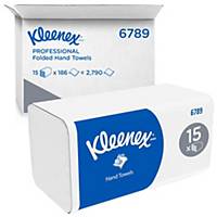 Hand Towels by Kleenex® - 15 packs x 186 2 Ply White Paper Hand Towels (6789)