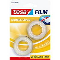Tesa® dubbelzijdige transparante tape, B 12 mm x L 7,5 m, per 2 rollen plakband