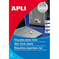 Caja de 20 etiquetas de poliéster APLI 10070 cantos romos metalizadas