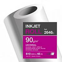 Clairefontaine Uncoated Inkjet Paper Plotter Rolls 90gsm 45M X 610mm - Box of 6