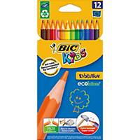 Bic® Kids Evolution kleurpotloden, assorti kleuren, doos van 12 potloden