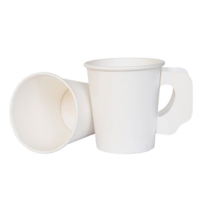 White paper coffee cups with clearance handles