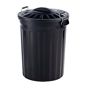 Black Trash/Garbage Industry Recycling Refuse Storage Dustbin 80L Heavy Duty Industrial Grade Bin with Metal Clip Handles 
