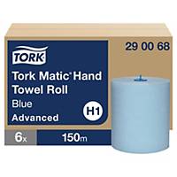Bobina toalha mãos Tork Advanced Matic H1 - 150m - folha dupla - azul - Pacote 6