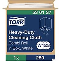 Papier d essuyage Tork Heavy Duty W1/W2/W3 530137, 1 pli, blanc