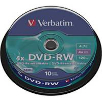 Verbatim DVD-RW 4.7GB 1-4x spindle, 1 kpl=10 levyä