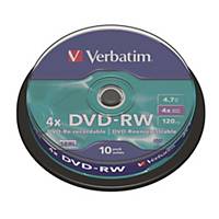 Verbatim DVD-RW 4.7GB 可重寫多功能影音光碟 - 筒裝10隻