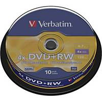 Verbatim DVD+RW 4.7GB 1-4x spindle, 1 kpl=10 levyä