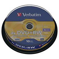 Płyta DVD+RW DL VERBATIM, 4,7 GB, 4x, cake, 10 sztuk