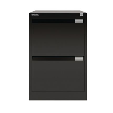 Bisley Black 2 Drawer Foolscap Filing Cabinet