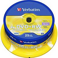 DVD+RW Spindel 4.7GB, Verbatim, 43489, Packung à 25 Stück