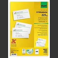 Cartes de visite 3C, Sigel LP796, A4, 85x55mm, 225g. blanc, emballage de 400 pcs