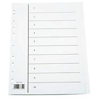 INDEX 1-10 CARBOARD WHITE