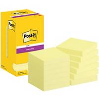 Post-it® Super Sticky Notes 654-SSY, jaune canari, 76 x 76 mm, les 12