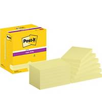 Post-it® Super Sticky Notes Canary Yellow™, geel, 76 x 127 mm, per 12 blokken