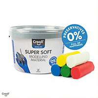 Pâte à modeler Creall Supersoft, reste souple, 5 couleurs, le pot de 1.750 g