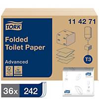 Tork T3 White 2 Ply Folded Toilet Paper - Pack of 36