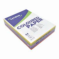 LYRECO COLOURED A4 PAPER 80GSM  - PACK OF 5 COLORS (500 SHEETS)