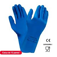 Caixa de 12 pares de luvas ANSELL Versatouch® 87-195 limpeza cor azul 7
