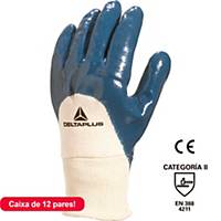 Protective gloves Deltaplus NI150, size 9, blue/white, PKG of 12 pairs