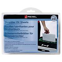 Paper shredder cleaning oil sheets Rexel, package of 20 pcs