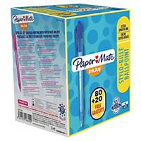 Paper Mate® inkjoy 100, retractable ballpoint pen, blue, value pack 80+20 free