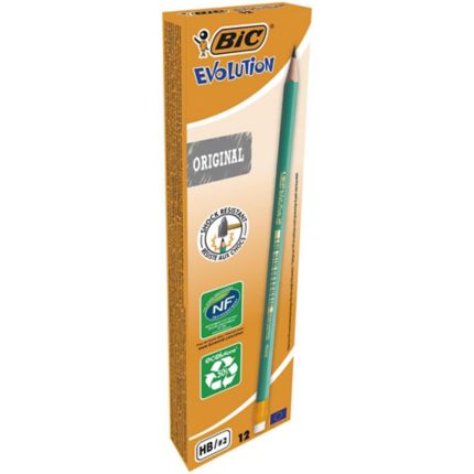 BIC Ecolutions Evolution 655 HB Pencil with Eraser Pack of 12 Green 