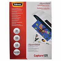 Fellowes SuperQuick Gloss A4 Laminating Pouch 250mi (125 x 2 sides)- Pack of 100