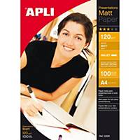 Pacote de 100 folhas de papel fotográfico inkjet Apli 12626 - A4 - 120 g/m²