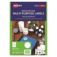 Avery L6112C/959164 Clear Round Label Dia. 40mm - Pack of 240 Labels
