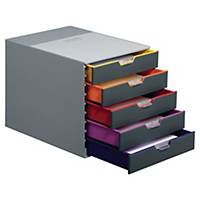 Schubladensystem Durable Varicolor, 5 Schubladen, grau/farbig