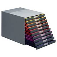 Cassettiera Durable Varicolor, 10 cassetti, grigio/colore