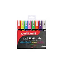 uni-ball PWE-5M, uni Chalk Marker, Bullet Tip Pen. 8-pen Pack, Assorted Colours