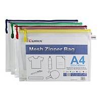 COMIX A1154 Document Zipper Bag A4 Assorted Colours