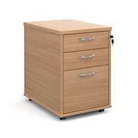 Tall mobile 3 drawer pedestal with silver handles 600mm beechDel Only Excl NI