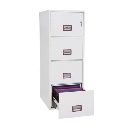Phoenix Excel Vertical Fire Proof Filing Cabinet 4 Drawer White