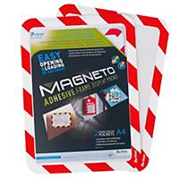 Magnetische zelfklevende kader A4 rood/wit - pak van 2