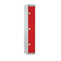 Locker 1800H X 300W X 450D, 3-Door, Red