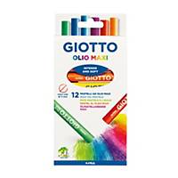 Giotto oliepastels, assorti kleuren, doos van 12 pastels