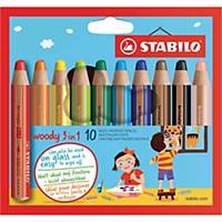 PK10 STABILO WOODY 3 IN 1 PENCIL ASS COL