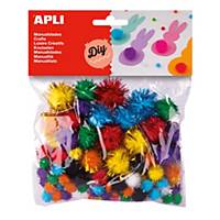 Pack de 78 pompons APLI cores sortidas