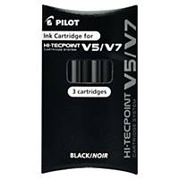Pilot Tintenpatrone für V5/V7 Hi-Tecpoint Roller schwarz, 3 Stück