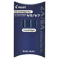 Pilot Hi-Tecpoint Cartridge system navullingen, fijn, blauw, per 3 navullingen
