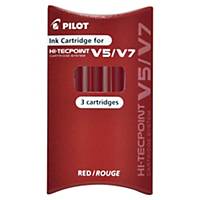 Pilot Tintenpatrone für V5/V7 Hi-Tecpoint Roller rot, 3 Stück