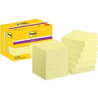 Post-it® Super Sticky Notes 622-SSY, jaune canari, 47,6 x 47,6 mm, les 12