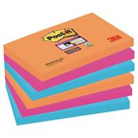 Post-it® Super Sticky Notes, Bangkok kleuren, 76 x 127 mm, per 6 blokken