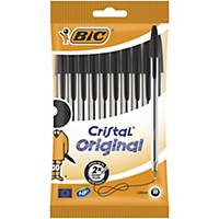 BIC Cristal Original Ballpoint Pens Medium Point (1.0 mm) - Black, Pack of 10