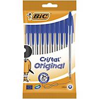 BIC Cristal Original Ballpoint Pens Medium Point (1.0 mm) - Blue, Pack of 10