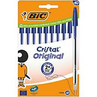 BIC Cristal Original Ballpoint Pens Medium Point (1.0 mm) - Blue, Pack of 10